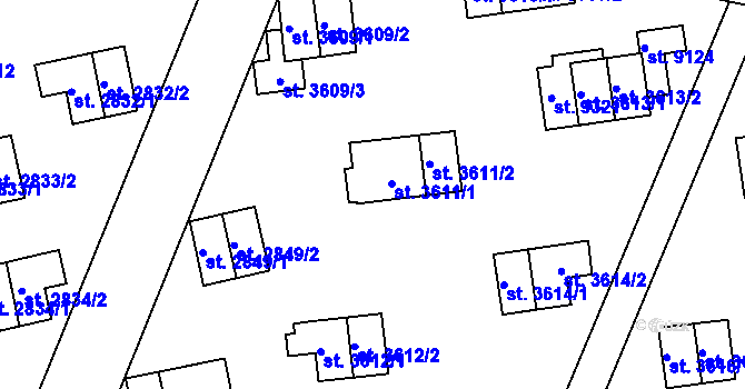 Parcela st. 3611/3 v KÚ Zlín, Katastrální mapa