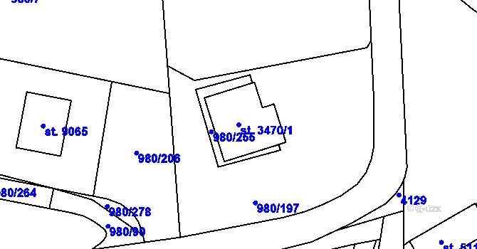 Parcela st. 3470/1 v KÚ Zlín, Katastrální mapa