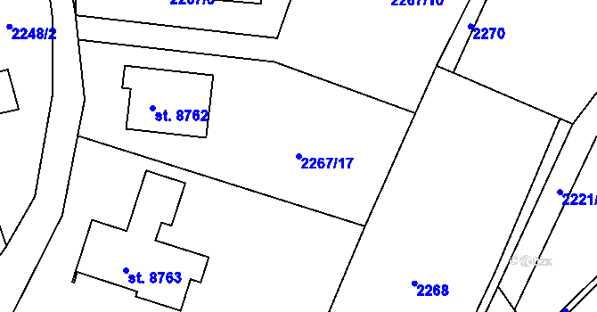 Parcela st. 2267/17 v KÚ Zlín, Katastrální mapa