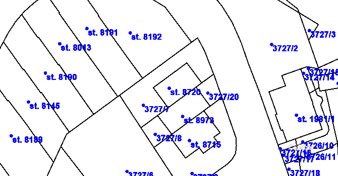 Parcela st. 8720 v KÚ Zlín, Katastrální mapa