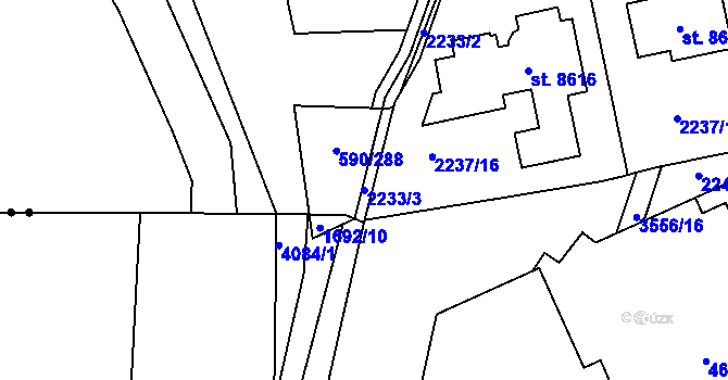 Parcela st. 2233/3 v KÚ Zlín, Katastrální mapa