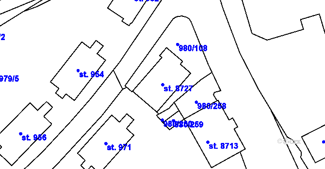 Parcela st. 8727 v KÚ Zlín, Katastrální mapa