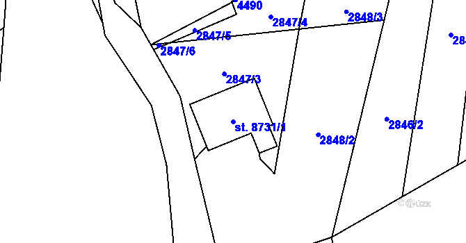 Parcela st. 8731/1 v KÚ Zlín, Katastrální mapa