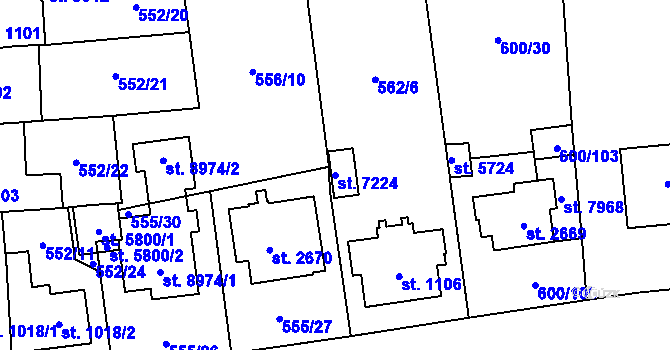 Parcela st. 7224 v KÚ Zlín, Katastrální mapa