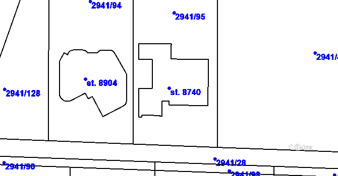 Parcela st. 8740 v KÚ Zlín, Katastrální mapa
