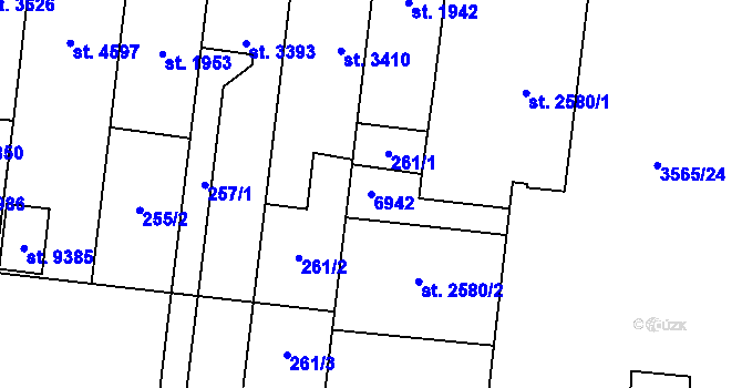 Parcela st. 6942 v KÚ Zlín, Katastrální mapa
