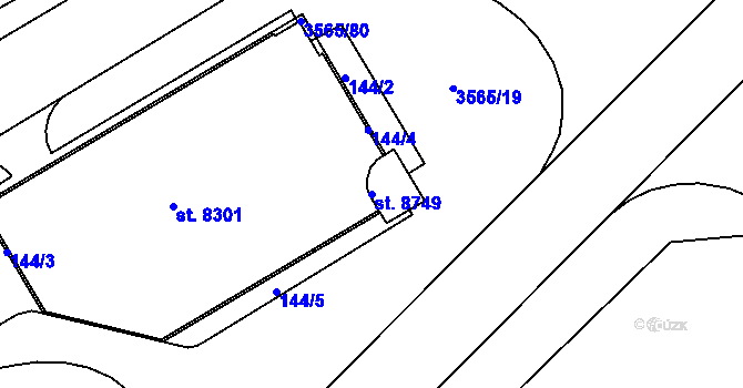Parcela st. 8749 v KÚ Zlín, Katastrální mapa
