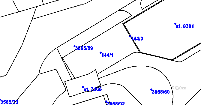 Parcela st. 144/1 v KÚ Zlín, Katastrální mapa