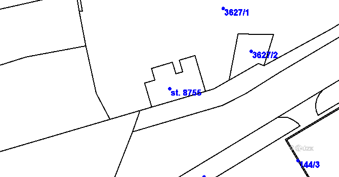 Parcela st. 8755 v KÚ Zlín, Katastrální mapa