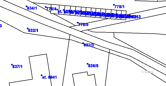 Parcela st. 832/3 v KÚ Zlín, Katastrální mapa