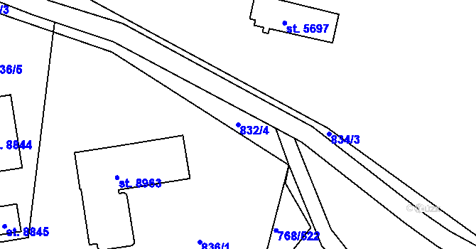 Parcela st. 832/4 v KÚ Zlín, Katastrální mapa