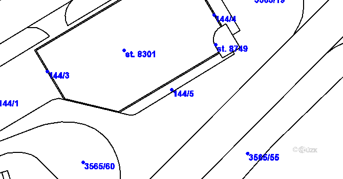 Parcela st. 144/5 v KÚ Zlín, Katastrální mapa