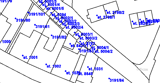 Parcela st. 8782 v KÚ Zlín, Katastrální mapa