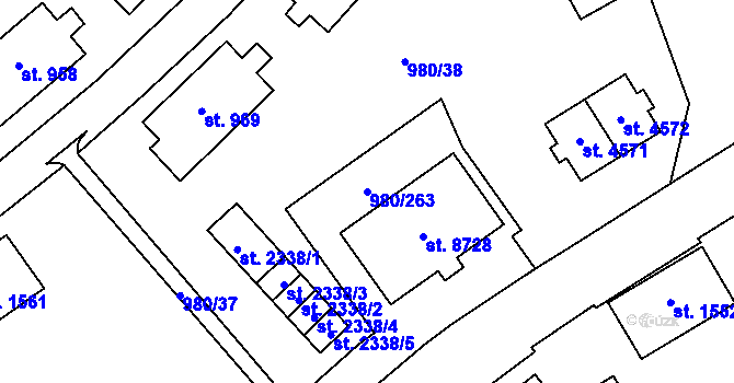 Parcela st. 980/263 v KÚ Zlín, Katastrální mapa