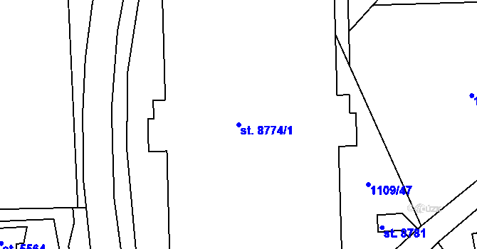 Parcela st. 8774/1 v KÚ Zlín, Katastrální mapa