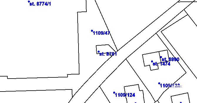 Parcela st. 8781 v KÚ Zlín, Katastrální mapa