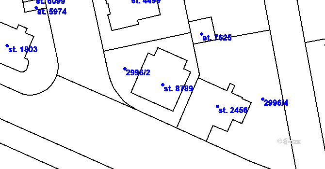 Parcela st. 8789 v KÚ Zlín, Katastrální mapa