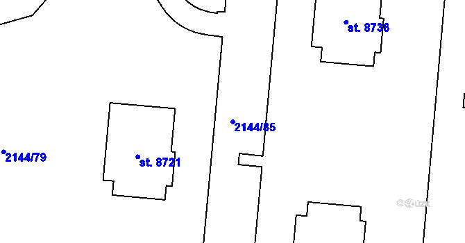 Parcela st. 2144/85 v KÚ Zlín, Katastrální mapa