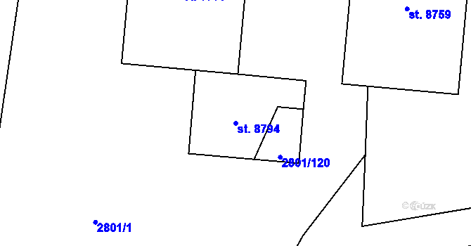 Parcela st. 8794 v KÚ Zlín, Katastrální mapa