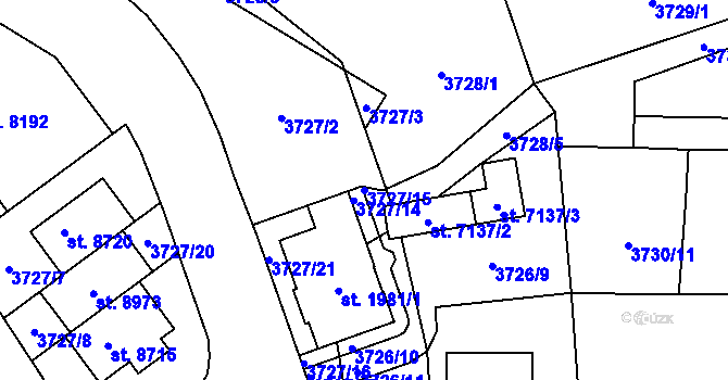 Parcela st. 3727/15 v KÚ Zlín, Katastrální mapa