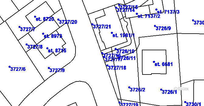 Parcela st. 3727/16 v KÚ Zlín, Katastrální mapa