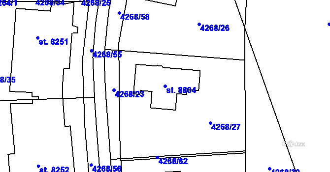 Parcela st. 8804 v KÚ Zlín, Katastrální mapa