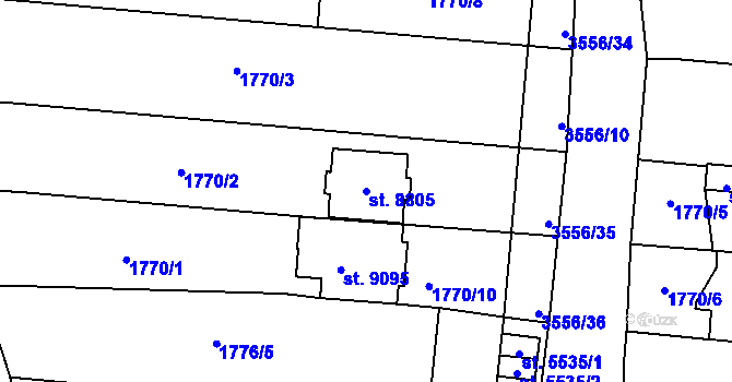 Parcela st. 8805 v KÚ Zlín, Katastrální mapa