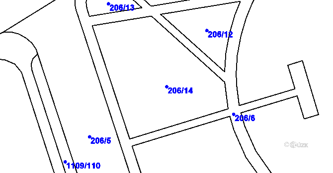 Parcela st. 206/14 v KÚ Zlín, Katastrální mapa