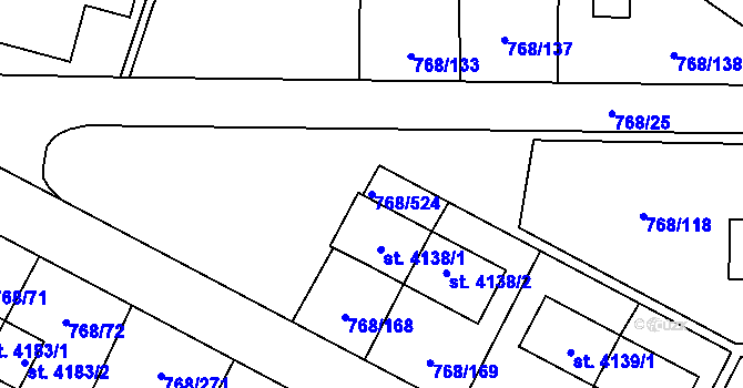Parcela st. 768/524 v KÚ Zlín, Katastrální mapa