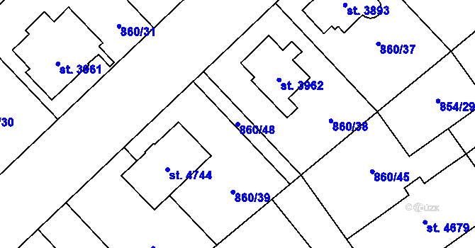 Parcela st. 860/48 v KÚ Zlín, Katastrální mapa