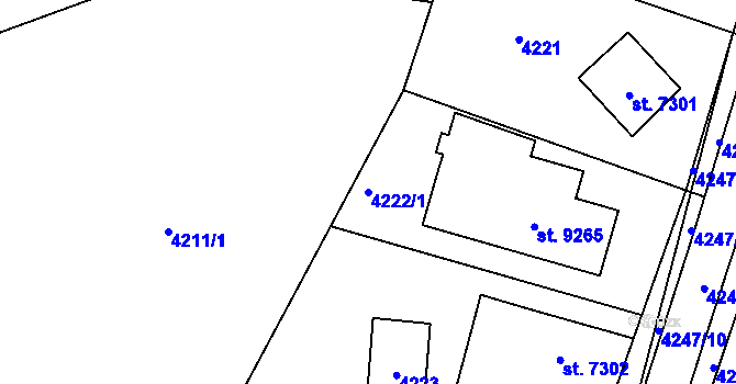 Parcela st. 4222/1 v KÚ Zlín, Katastrální mapa
