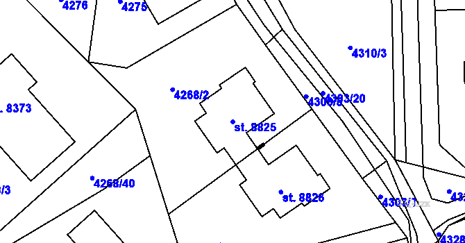 Parcela st. 8825 v KÚ Zlín, Katastrální mapa