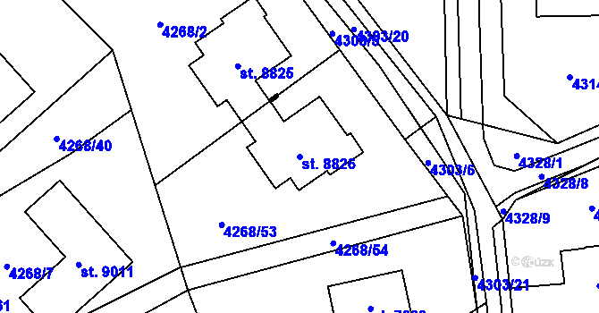 Parcela st. 8826 v KÚ Zlín, Katastrální mapa