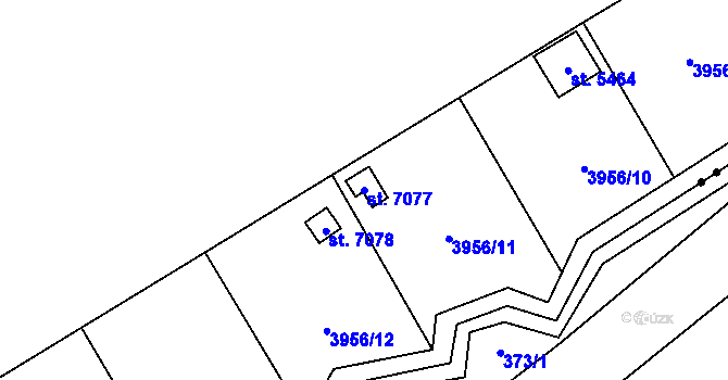 Parcela st. 7077 v KÚ Zlín, Katastrální mapa