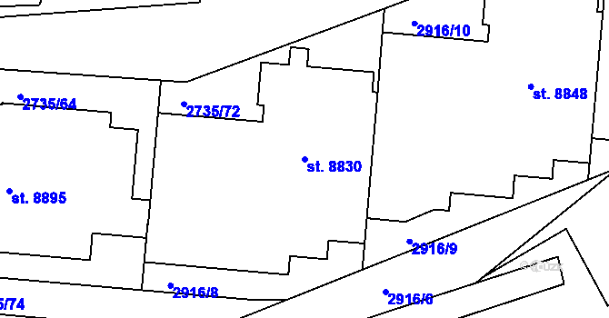 Parcela st. 8830 v KÚ Zlín, Katastrální mapa