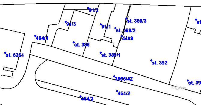 Parcela st. 389/1 v KÚ Zlín, Katastrální mapa