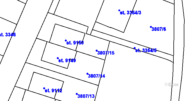Parcela st. 3807/15 v KÚ Zlín, Katastrální mapa
