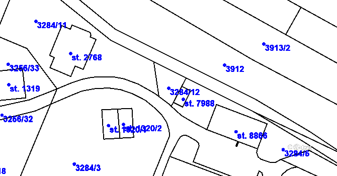 Parcela st. 3284/12 v KÚ Zlín, Katastrální mapa