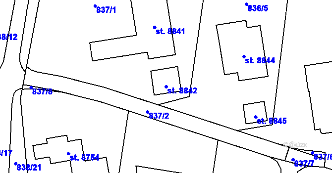 Parcela st. 8842 v KÚ Zlín, Katastrální mapa