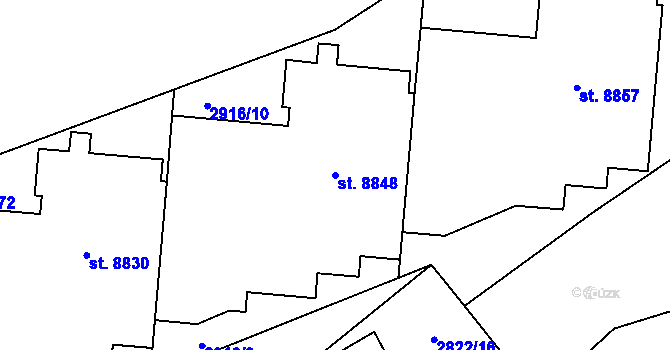 Parcela st. 8848 v KÚ Zlín, Katastrální mapa