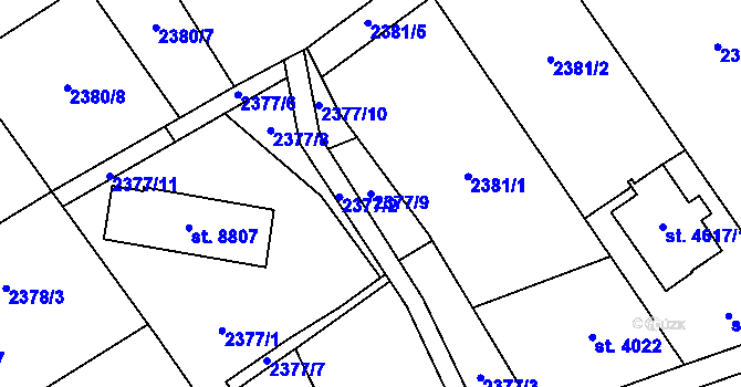 Parcela st. 2377/9 v KÚ Zlín, Katastrální mapa