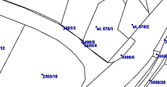 Parcela st. 3486/4 v KÚ Zlín, Katastrální mapa
