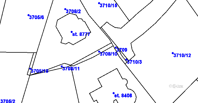 Parcela st. 3708/10 v KÚ Zlín, Katastrální mapa