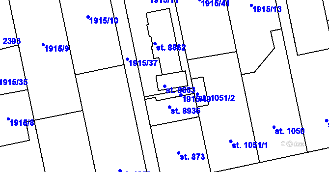 Parcela st. 8863 v KÚ Zlín, Katastrální mapa