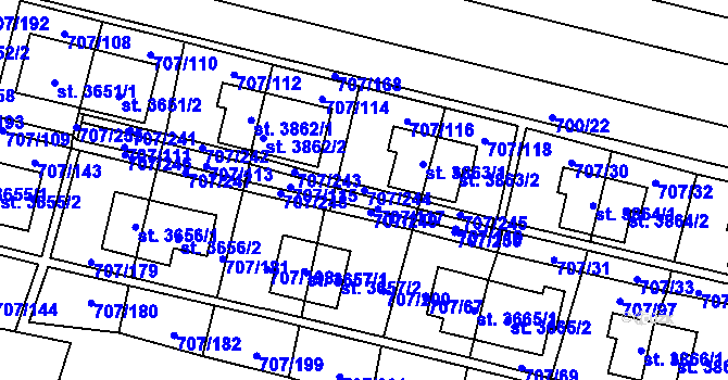Parcela st. 707/244 v KÚ Zlín, Katastrální mapa