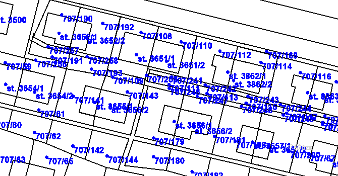 Parcela st. 707/246 v KÚ Zlín, Katastrální mapa