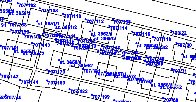 Parcela st. 707/248 v KÚ Zlín, Katastrální mapa