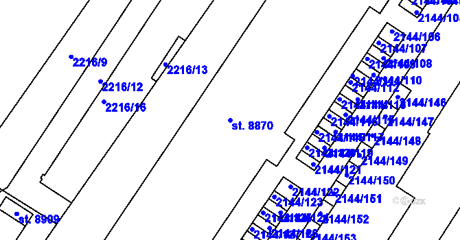Parcela st. 8870 v KÚ Zlín, Katastrální mapa