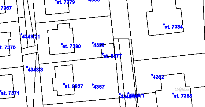 Parcela st. 8877 v KÚ Zlín, Katastrální mapa