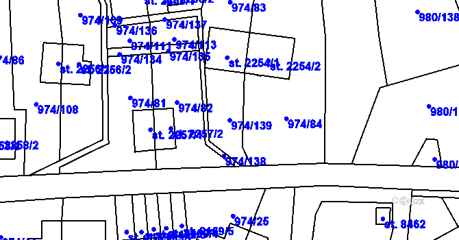 Parcela st. 974/139 v KÚ Zlín, Katastrální mapa